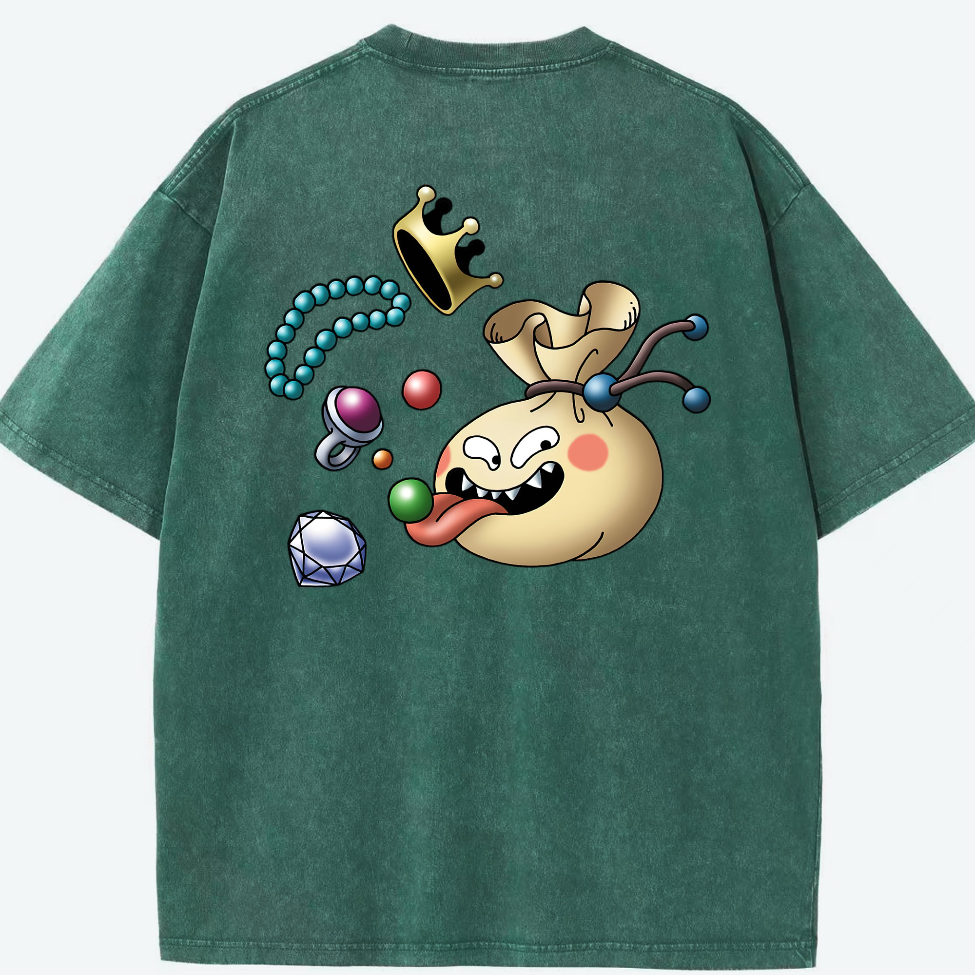 （画像用） ドラゴンクエスト Doragon Kuesuto Dragon Quest 綿100% ヴィンテージ風 半袖Tシャツ（背面プリント）